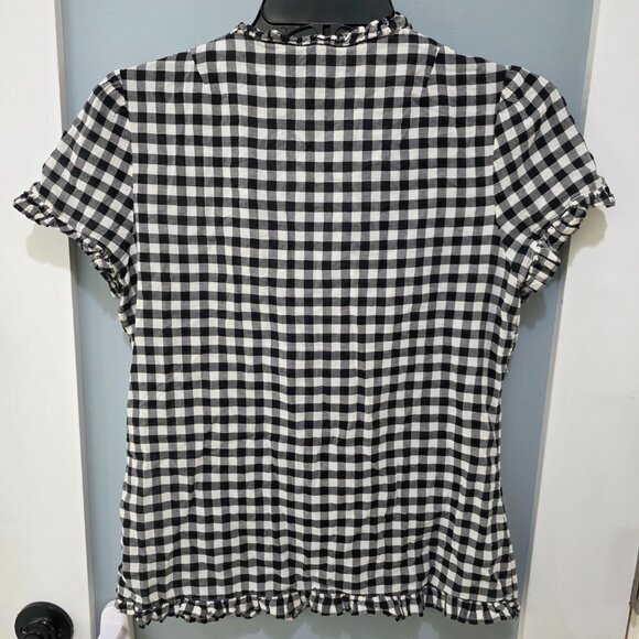 GAP Black White Gingham Button Front Shirt – Women’s Small 100% Cotton - Picture 9 of 9